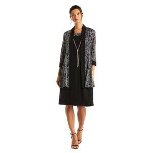 New R&M Richards Womens Two-Piece Metallic Knit Jacket Dress SIZE 8